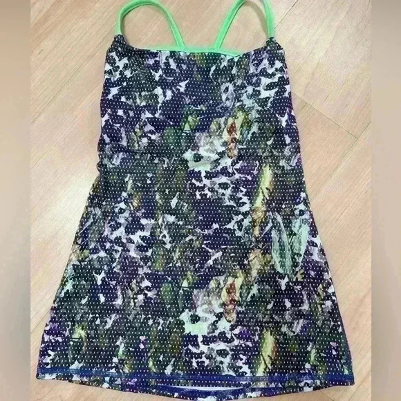 Lululemon Dancing Warrior Floral Strappy Tank Top Womens Size 2  Purple Green - Picture 4 of 7